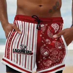 Paisley Half White Lagunitas Compression Liner Swim Trunks