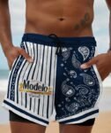 Paisley Half White Modelo Compression Liner Swim Trunks