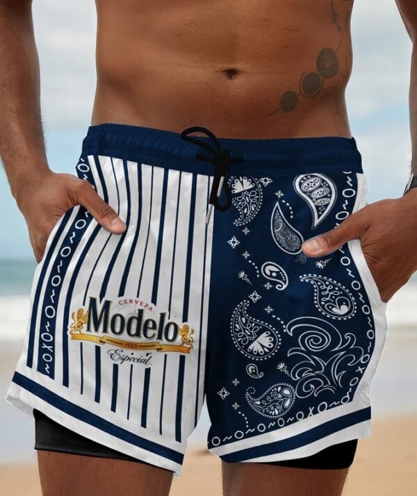 Paisley Half White Modelo Compression Liner Swim Trunks