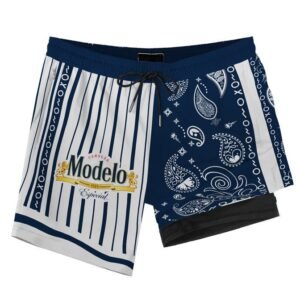 Paisley Half White Modelo Compression Liner Swim Trunks