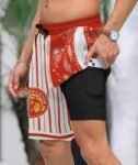 Paisley Half White New Belgium Compression Liner Swim Trunks