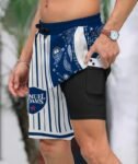 Paisley Half White Samuel Adams Compression Liner Swim Trunks