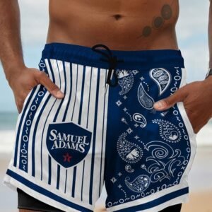Paisley Half White Samuel Adams Compression Liner Swim Trunks