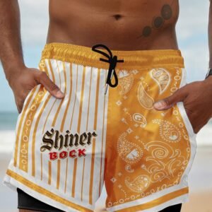 Paisley Half White Shiner Bock Compression Liner Swim Trunks