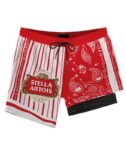 Paisley Half White Stella Artois Compression Liner Swim Trunks