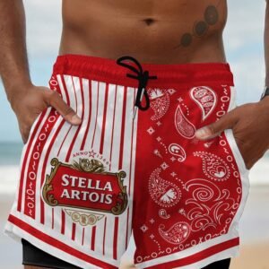Paisley Half White Stella Artois Compression Liner Swim Trunks - Flexiquor.com