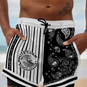 Paisley Half White White Claw Compression Liner Swim Trunks - Flexiquor.com