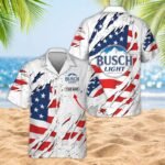 Personalized American Tearing Busch Light Men's Plus Size Hawaiian Shirt