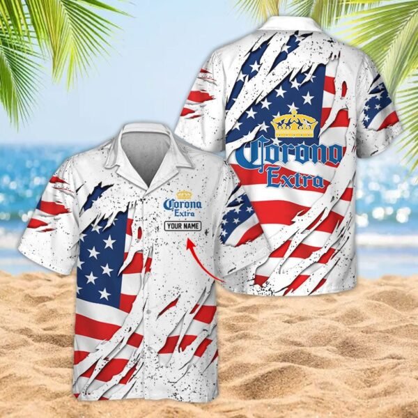Personalized American Tearing Corona Extra Men's Plus Size Hawaiian Shirt