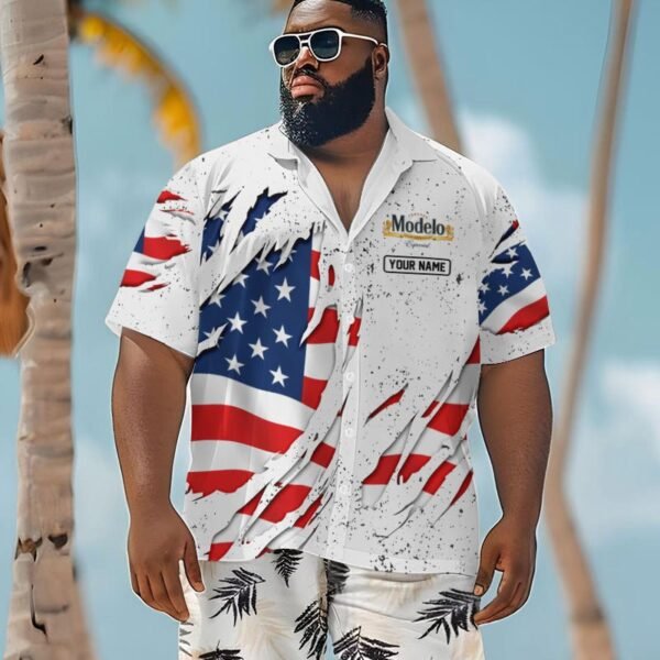 Personalized American Tearing Modelo Men's Plus Size Hawaiian Shirt