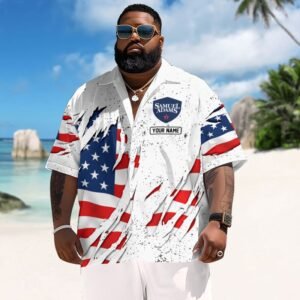 Personalized American Tearing Samuel Adams Men's Plus Size Hawaiian Shirt