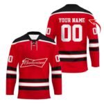 Personalized Budweiser Color Stripe Hockey Jersey