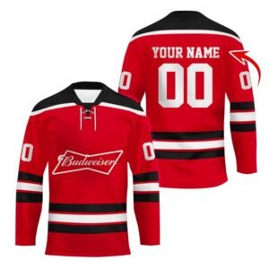 Personalized Budweiser Color Stripe Hockey Jersey