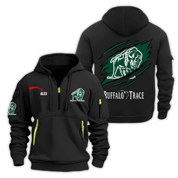 Personalized Buffalo Trace Monster Scratches Quarter Zip Hooded Sweatshirt