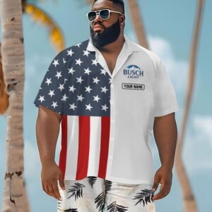 Personalized Busch Light Donald Trump Men's Plus Size Hawaiian Shirt