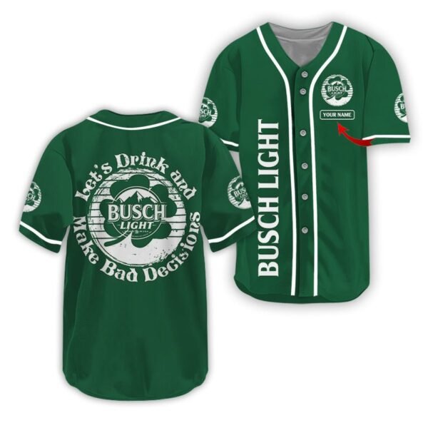 Personalized Busch Light St Patrick's Day Baseball Jersey