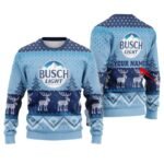 Personalized Busch Light Winter Reindeer Ugly Sweater