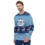 Personalized Busch Light Winter Reindeer Ugly Sweater