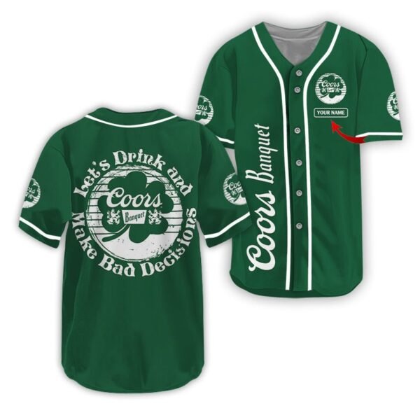 Personalized Coors Banquet St Patrick's Day Baseball Jersey