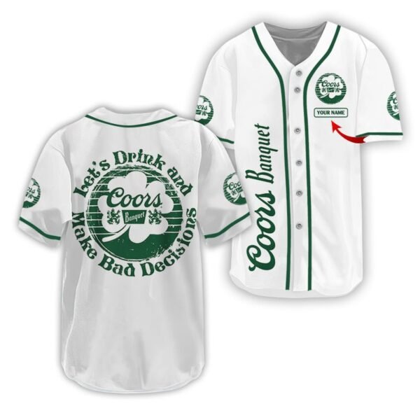 Personalized Coors Banquet St Patrick's Day Baseball Jersey