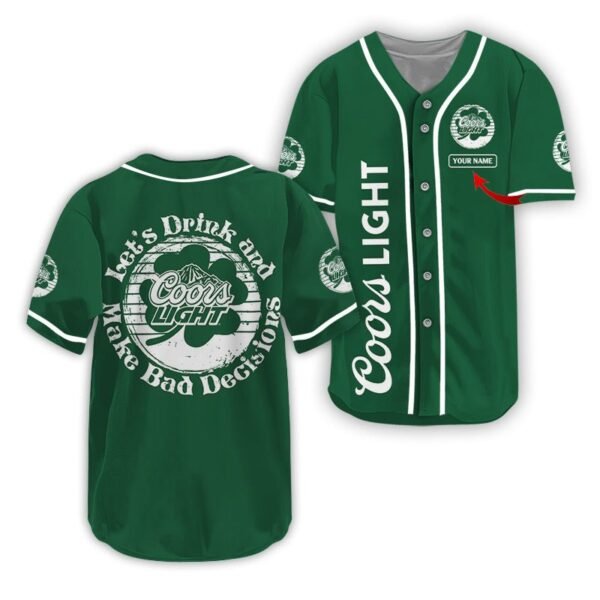 Personalized Coors Light St Patrick's Day Baseball Jersey