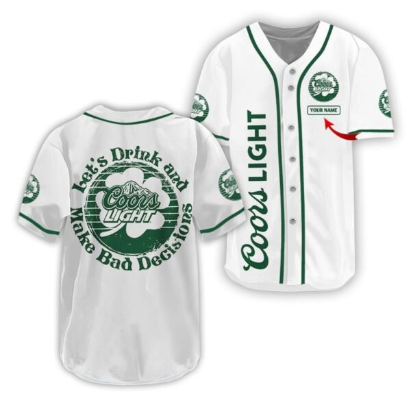 Personalized Coors Light St Patrick's Day Baseball Jersey