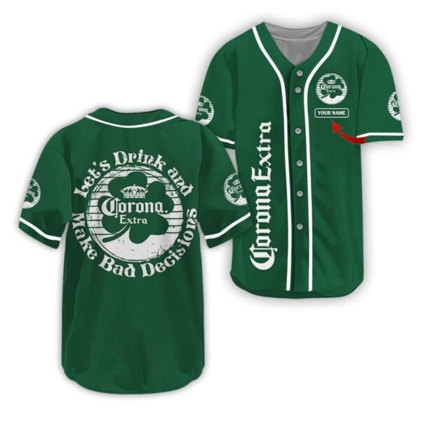 Personalized Corona Extra St Patrick's Day Baseball Jersey