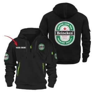 Personalized Heineken Quarter Zip Hooded Sweatshirt