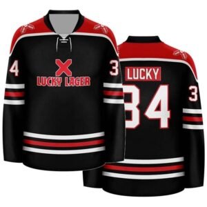 Personalized Lucky Lager Stripe Hockey Jersey