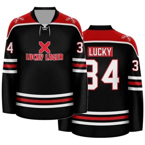 Personalized Lucky Lager Stripe Hockey Jersey