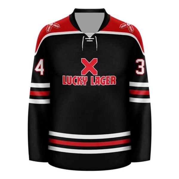 Personalized Lucky Lager Stripe Hockey Jersey