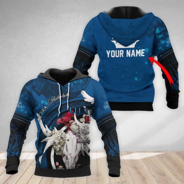 Personalized Michelob ULTRA Deer Skull With Mushrooms Hoodie & Zip Hoodie