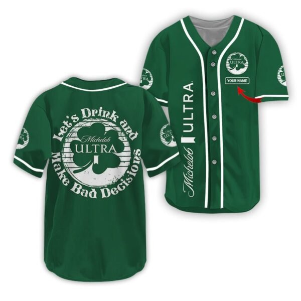 Personalized Michelob Ultra St Patrick's Day Baseball Jersey
