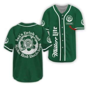 Personalized Miller Lite St Patrick's Day Baseball Jersey