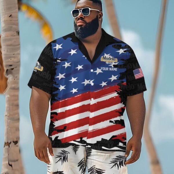 Personalized Modelo Freedom Eagle Men's Plus Size Hawaiian Shirt