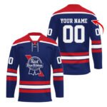 Personalized Pabst Blue Ribbon Color Stripe Hockey Jersey