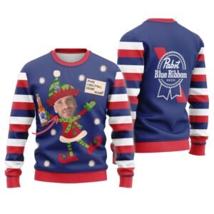 Personalized Pabst Blue Ribbon Make Christmas Drunk Again Ugly Sweater
