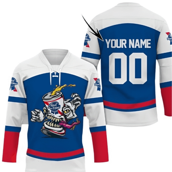 Personalized Pabst Blue Ribbon Monster Hockey Jersey