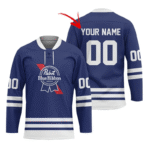 Personalized Pabst Blue Ribbon Stripe Hockey Jersey
