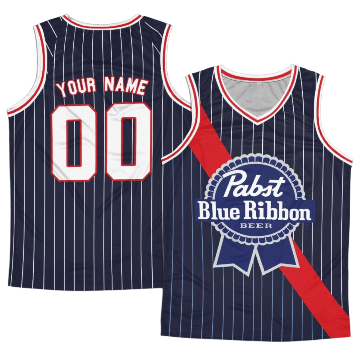 Personalized Pabst Blue Ribbon Stripe Men's Tank Top - Flexiquor.com