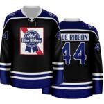 Personalized Pabst Blue Ribbon White Stripe Hockey Jersey