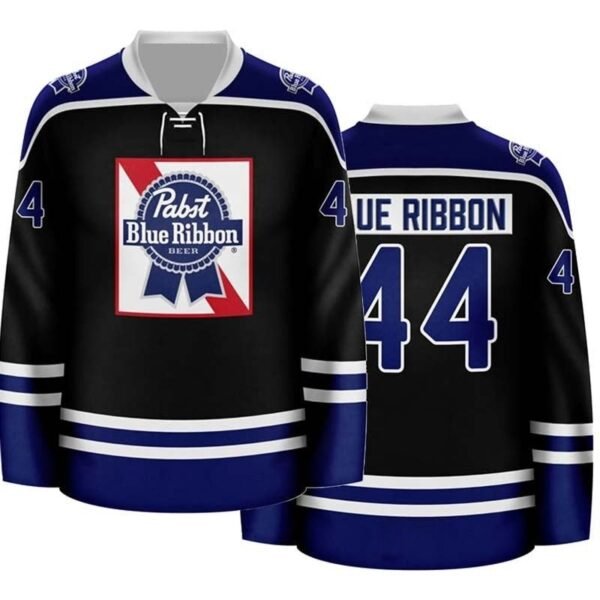 Personalized Pabst Blue Ribbon White Stripe Hockey Jersey