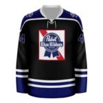 Personalized Pabst Blue Ribbon White Stripe Hockey Jersey