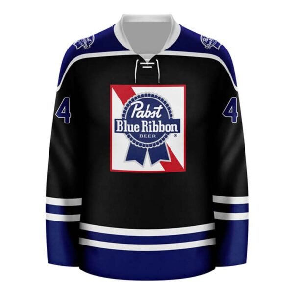 Personalized Pabst Blue Ribbon White Stripe Hockey Jersey