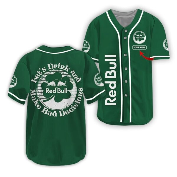 Personalized Red Bull St Patrick's Day Baseball Jersey