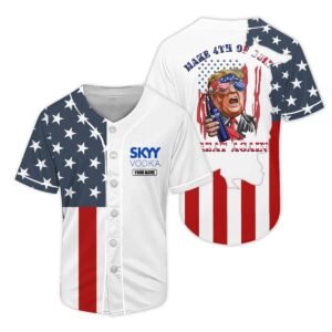 Personalized SKYY Donald Trump Independence Day Baseball Jersey
