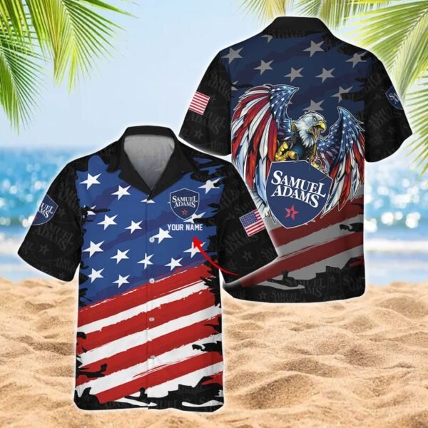Personalized Samuel Adams Freedom Eagle Men's Plus Size Hawaiian Shirt
