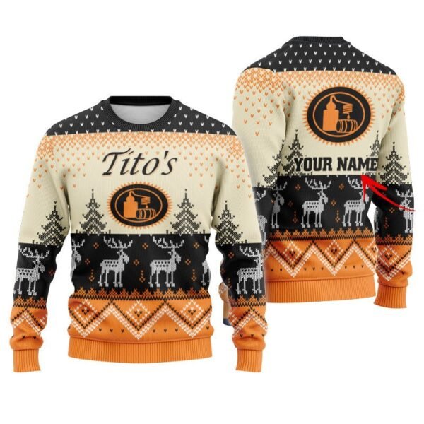 Personalized Tito's Winter Reindeer Ugly Sweater