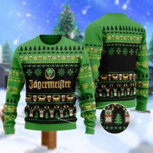 Christmas Scenes With Jagermeister Whiskey Ugly Sweater