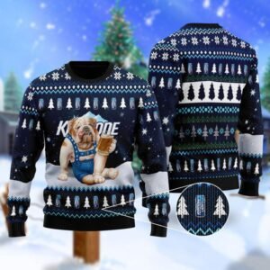 Bulldog Drink Keystone Light Beer Christmas Ugly Sweater
